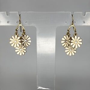 Gold Floral Earrings with Layered Design